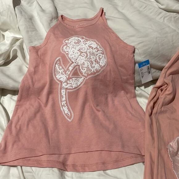 Children’s place 4 pale pink floral capri bike shorts tank top NWT - Picture 2 of 11